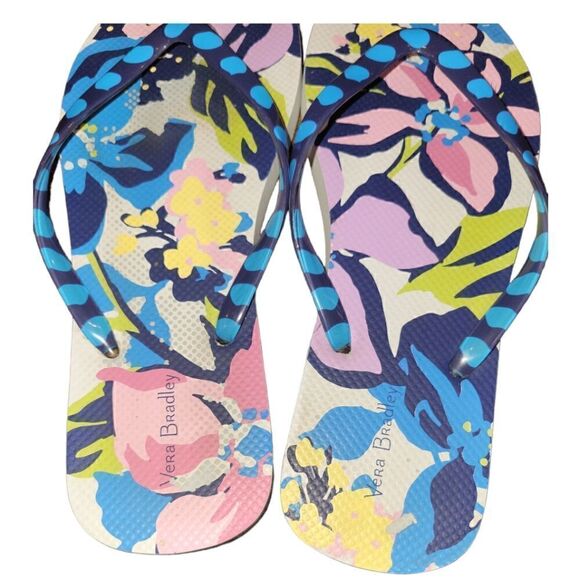 Vera Bradley Floral Thong Flip Flop Sandals 9/10 - Picture 6 of 10